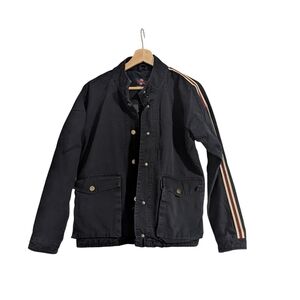 The Roadster Life And Co Men's Black Military Jacket with Stripe Accent, M